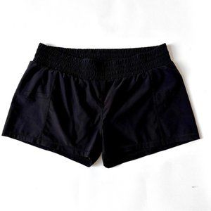 Black Low Waisted Nylon Athletic Track Shorts with Built-in Liner size 8-10